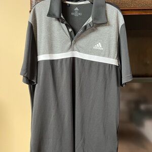 Adidas Men's Gray and Black Polo Shirt